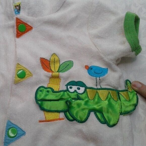 Make A Splash Baby Swim Coverup Terrycloth Hood Size 12M White GreenYellow Gator - Picture 3 of 7